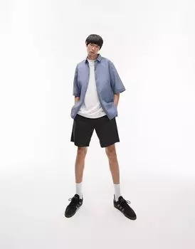 Синяя рубашка свободного кроя с короткими рукавами Topman Limited