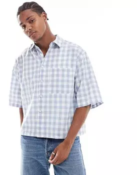 Синяя рубашка свободного кроя в клетку свободного кроя ASOS DESIGN
