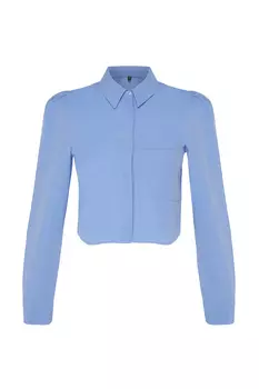 Синяя рубашка Trendyol, синий