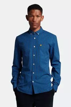 Синяя рубашка узкого кроя в мелкую клетку Lyle & Scott, синий