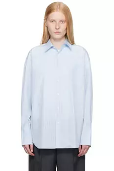Синяя рубашка в полоску из ткани Suvin High Count AURALEE