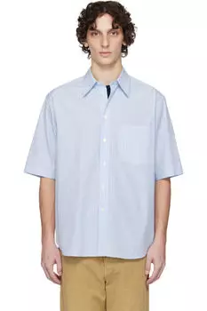 Синяя рубашка в полоску из ткани Suvin High Count AURALEE