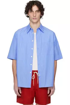 Синяя рубашка в полоску из ткани Suvin High Count AURALEE