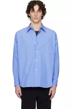 Синяя рубашка в полоску из ткани Suvin High Count AURALEE