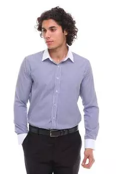 Синяя рубашка в полоску на пуговицах с классическим воротником TruClothing