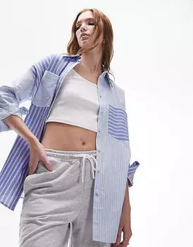 Синяя рубашка в полоску Topshop