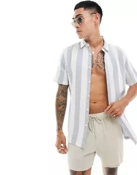Синяя рубашка в сотовую полоску ASOS DESIGN