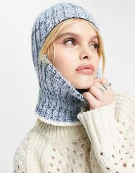 Синяя шапка-снуд комбинированной вязки ASOS DESIGN
