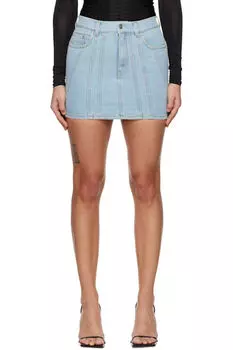 Синяя спиральная джинсовая мини-юбка Mugler