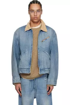 Синяя спортивная джинсовая куртка Maison Margiela