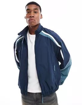 Синяя спортивная куртка со вставками Bershka