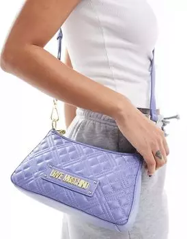 Синяя стеганая сумка через плечо Love Moschino
