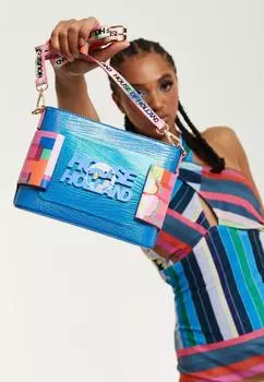 Синяя сумка через плечо с акриловым логотипом спереди House of Holland, синий