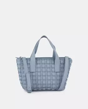 Синяя сумка-тоут с клетчатой гравировкой и ремнем на плечо Jo & Mr. Joe, синий