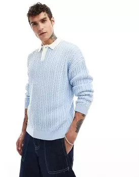 Синяя свободная рубашка-поло регби ASOS DESIGN