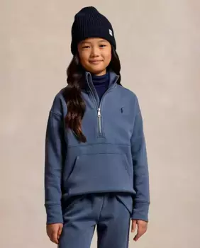 Синяя толстовка на молнии для девочки синего цвета Polo Ralph Lauren