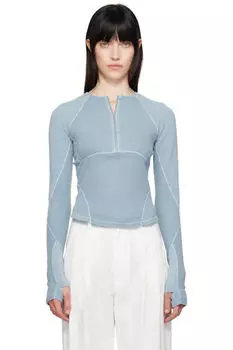 Синяя толстовка реглан с полумолнией HYEIN SEO