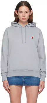 Синяя толстовка с капюшоном Ami de Cur AMI Paris, Clay blue