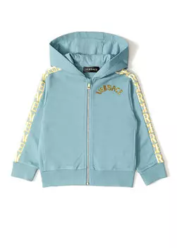 Синяя толстовка с капюшоном и логотипом для мальчика Versace