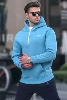 Синяя толстовка с капюшоном на молнии 6143 MADMEXT