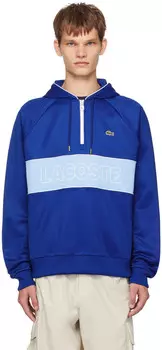Синяя толстовка с капюшоном на молнии Lacoste