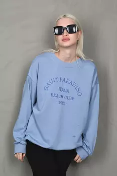 Синяя толстовка с круглым вырезом с принтом MG1924 MADMEXT