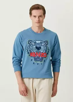 Синяя толстовка с круглым вырезом tiger Kenzo