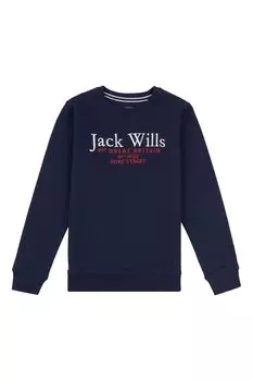 Синяя толстовка с надписью и круглым вырезом Jack Wills, синий