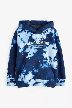 Синяя толстовка с принтом тай-дай Abercrombie & Fitch, синий