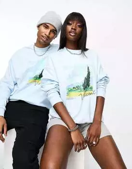 Синяя толстовка унисекс License с акварельным принтом Ван Гога ASOS