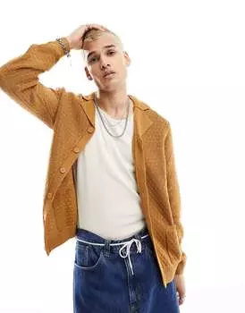 Синяя трикотажная футболка-поло Revere на пуговицах ASOS