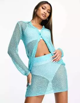 Синяя трикотажная мини-юбка с пайетками ASOS