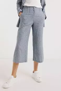 Синяя юбка и брюки из жатого хлопка с широкими штанинами и полосатым узором JD Williams, синий