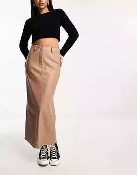 Синяя юбка макси из искусственной кожи ASOS