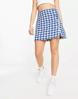 Синяя юбка с принтом "собачьи зубы" River Island