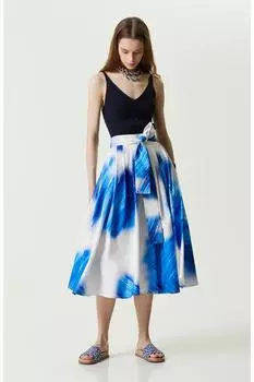 Синяя юбка Saks из тафты с узором Network, темно-синий