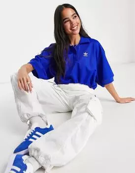 Синяя укороченная футболка-поло 'Always Original' adidas Originals