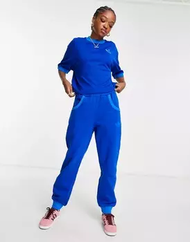 Синяя укороченная футболка с трилистником adidas originals 'adicolor 70s'