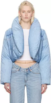 Синяя укороченная куртка-пуховик Alexander Wang