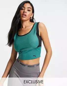 Синяя укороченная майка Puma Train из голубой ели