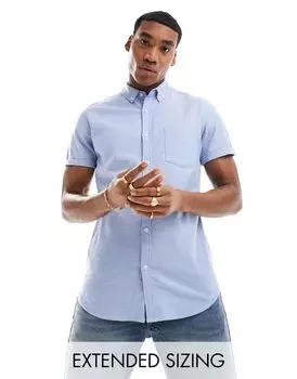 Синяя узкая оксфордская рубашка с короткими рукавами ASOS DESIGN