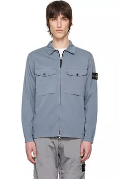 Синяя верхняя рубашка из органического эластичного хлопка Stone Island