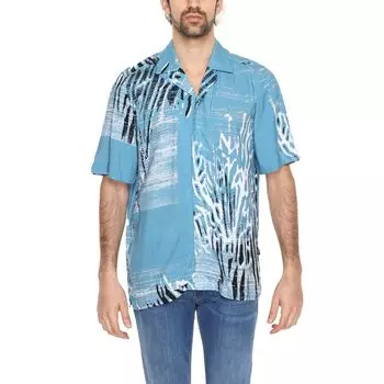 Синяя вискозная рубашка Hugo Boss