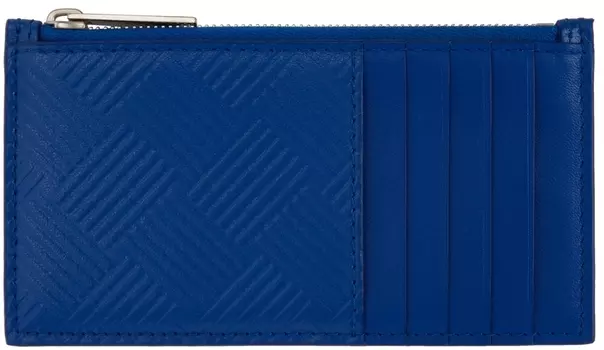 Синяя визитница на молнии с тиснением Bottega Veneta