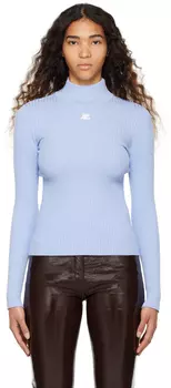 Синяя водолазка с длинным рукавом Courrèges
