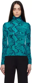 Синяя водолазка с принтом Atlein