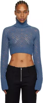 Синяя водолазка с вырезом JUNEYEN