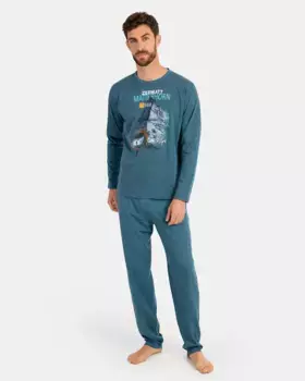 Синяя вязаная мужская пижама Massana