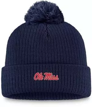 Синяя вязаная шапка с манжетами и помпонами Top of the World Ole Miss Rebels