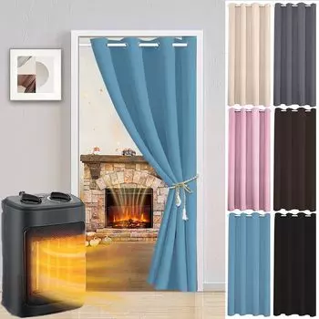 Синяя затемненная тепловая дверная занавеска 132x244 см, простая дверная занавеска с люверсами easy home, синий